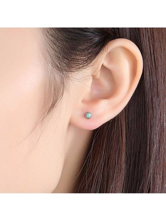 Jewelry - 925 Sterling Silver 3mm Round  Opal Stud Earrings